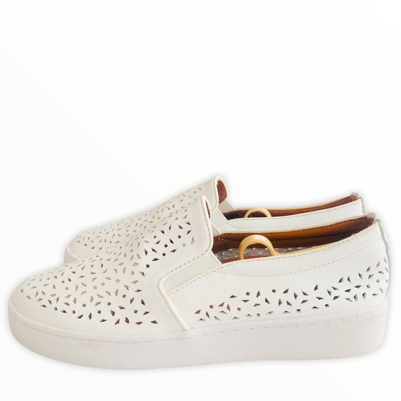 Vionic Shoes - Vionic White Laser Cutout Leather Slip On Sneakers Size 7